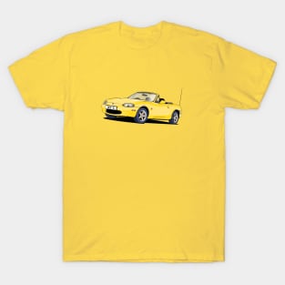 Mazda MX-5 Mk.2 in yellow T-Shirt